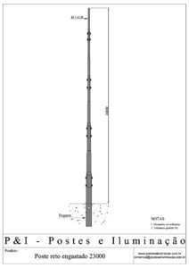 Poste de Iluminação - Reto Engastado 23 Metros