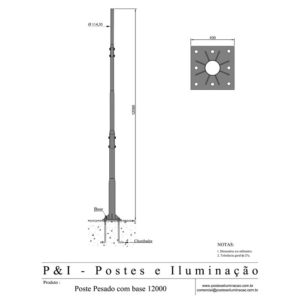 Poste Pesado com Base 12m