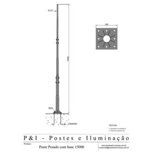 Poste Pesado com Base 15m