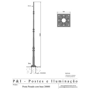 Poste Pesado com Base 20m